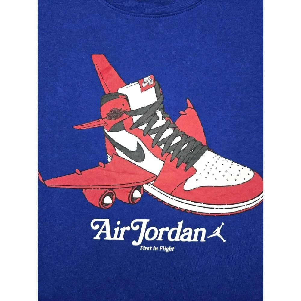 Mens Air Jordan First In Flight Short Sleeve T Shirt Blue XL Jordan 1s
